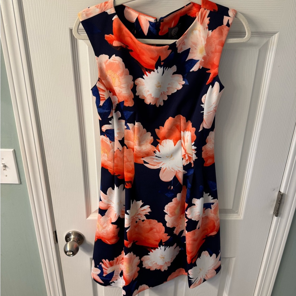 Vince Camuto Floral Sleeveless Dress in Navy and Coral
